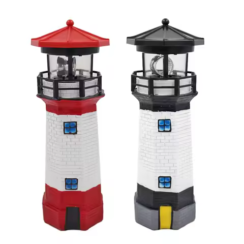 Lighthouse Shape Solar LED Light Garden Fence Yard Outdoor Decor Beacon Lamp Smart Sensor Beacon Rot