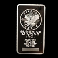 high-quality Non Magnetic Silver Plated Souvenir Sunshine Minting 1 OZ Bar Coins Collectible Metal D