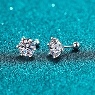 18K Gold Mens Screw Back Moissanite Stud ต่างหู PT950 Platinum ทันสมัย เรียบหรู หลากหลาย เครื่องประด
