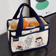 Canvas Bag Female Cute Lunch Bag 2023 New Style Large Capacity Multifunctional Small Tote Bag Mommy Portable Lunch Box Bag