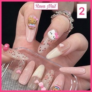 (2)Nailbox set of 10 cute pink hello kitty fake nails - Rosa Nail fake nails press on nails