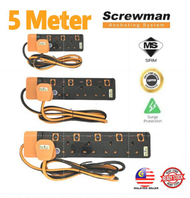 WSS Screwman 13A Heavy Duty Trailing Socket Extension Socket 5 Meter 1.25mm 3C Flexible Cable Power Max 3000Watt