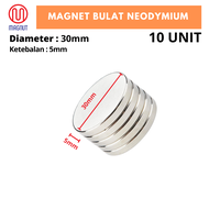 10pcs 30mm x 5mm Rare Earth Neodymium Round Magnet