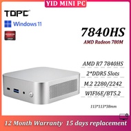 TOPC MINI PC AMD Ryzen 7 7840HS 2*DDR5 M.2 2280/2242 WIFI6E BT5.2 Type-C 2*HDMI Gaming PC 1 Year War