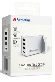 Verbatim 4 Port 30W PD & QC 3.0 USB Charger