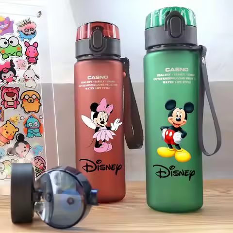 Disney 560ml Water Cup Mickey Mouse Donald Duck Drinking Water Bottle Outdoor Capacity Sports Childr