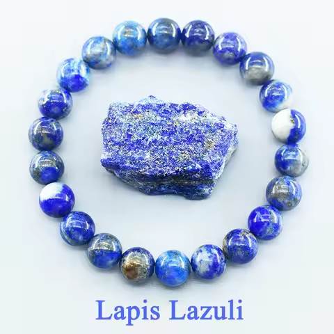 Real 5A Natural Lapis Lazuli Stone Beads Bracelet Homme Elastic High Quality Energy Healing Jewelry 