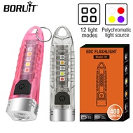 Boruit V1 Mini Flashlight 400LM IPX6 Waterproof 12 Light Modes Type C Charging Portable Keychain Lam
