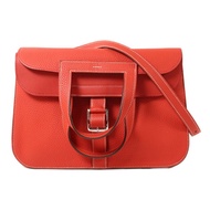 HERMES Clemence皮革Halzan 31手挽肩背兩用袋Rouge Tomato