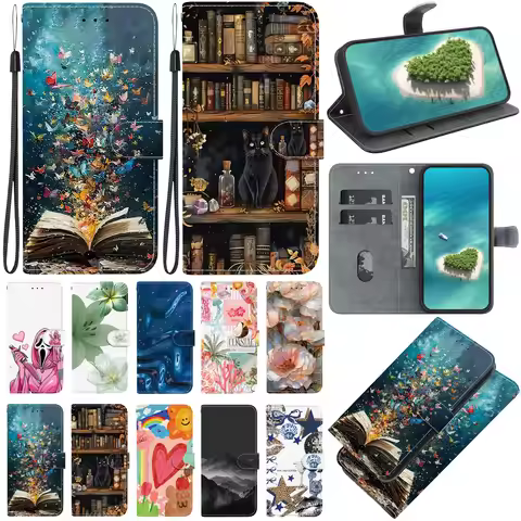 Flip Leather Phone Case For OPPO Reno 8 7 6 5 Pro Plus Reno4 5 7 8 Lite Reno4 Z 8T 4G 5G Card Holder