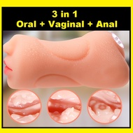 3 in 1 Masturbation Cup Anal Vaginal Oral Mouth Alat Lancap Laki Male Sex Toy For Men Fake Pussy 飞机杯