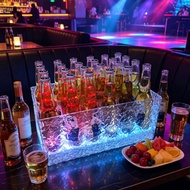 Ice Tub Multicolor Crackle Ice Tub Light up Beverage Tub Rectangular 7-Color LED Drink Cooler Transp
