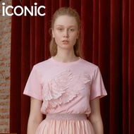 iCONiC ANGELS in LOVE T-shirt #4452 เสื้อยืดสีชมพู ปักปีกนก 3 มิติ ตกแต่ง คริสตัล หรูหรา เสื้อยืดผญ