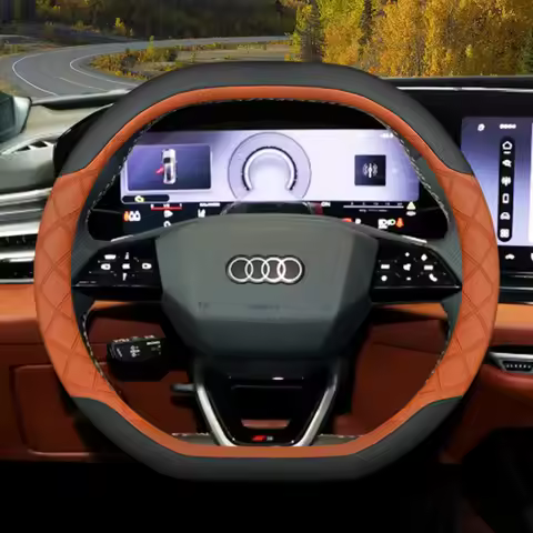 Leather Car Steering Wheel Cover for Audi Q3 Q5 A3 A5 RS3 Q7 A6 SQ5 S3 A5L 2025 2026 Accessories