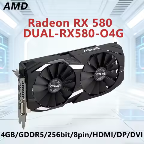 ASUS RX 580 4GB GPU DUAL RX580 O4G 4GB GDDR5 256bit graphics card Support PCI-E 3.0 HDMI DVI DP 8pin