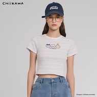 CACO-Jiyi Kawa Stripe Fitted Short T-Female [J2CH011]