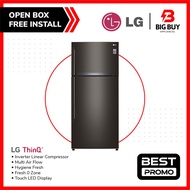 LG 516L Black Steel Top Freezer Refrigerator GN-H602HXHC