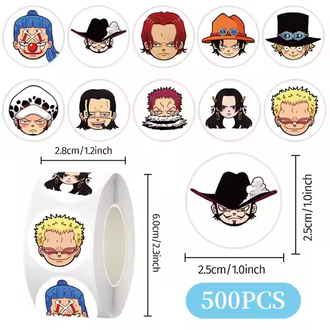 500pcs/Roll ONE PIECE Anime Cartoon Sealing Sticker DIY PVC Laptop Decals Decoration Stiker Reward G