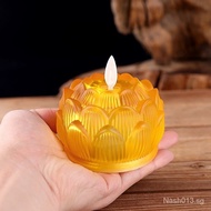 Buddhist Supplies Lotus Glass Lamp Domestic Sanctuary Lamp Buddha Worship in Buddhist Hall Led Butter Candle Light with Base/Lotus Lamp Buddhist Offering Lamp / Butter Oil Lamp Lig