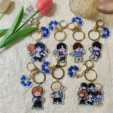 2pcs/st Kpop TWS Lovely Cartoon Keychain HD Double Sided Printing Acrylic Backpack Pendent SHINYU DO