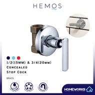 HEMOS 1/2" 15MM & 3/4" 20MM & 1" 25MM BRASS BATHROOM CONCEALED STOP VALVE HM-60015,60020,60025-C
