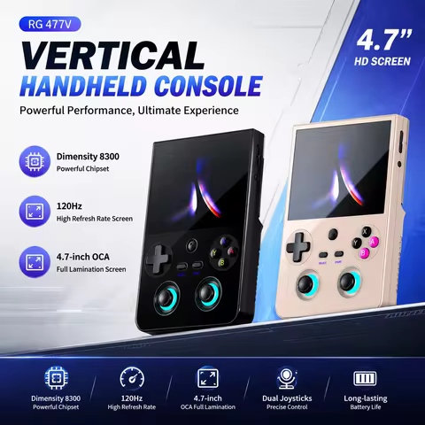 ANBERNIC RG 477V Vertical Android Handheld 4.7" 120Hz 4:3 Display Dimensity 8300 Hall Joystick RGB P