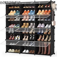 INSTORE1 Shoe Storage Cabinet, Space Saver Expandable Shoe Organizer, Covered Detachable Adjustable Extra Large Shoe Shelves Mudroom