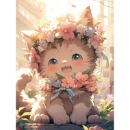 Sdoyuno 40x50cm sơn theo số cho thủ công Tranh vải bố Hoa Mèo Tranh bộ đồ thủ công cho người lớn