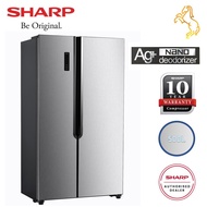 SHARP 2 Door Refrigerator SJX508MS 500L SIDE BY SIDE FRIDGE / peti asi / peti beku (10 Year Motor Wa