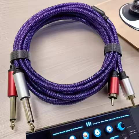 RCA To 6.35mm Cable 2 1/4inch TS To 2 RCA Male To Male Stereo Audio Adapter Cable for Microphone Mix