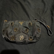 Prada黑尼龍寶石 POUCH手拿包 化妝包 零錢包