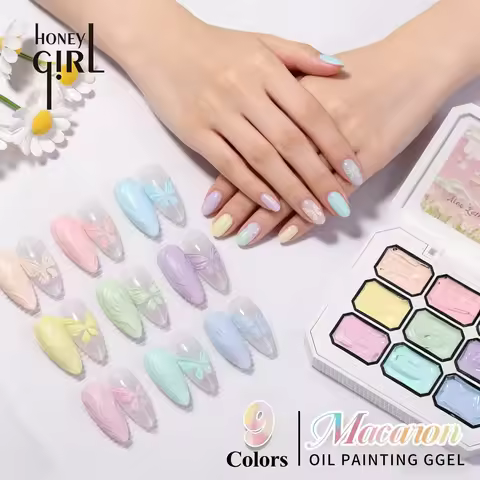 1pc Solid Color Nail Polish Gel 9-Grid Color Painting Gel High Saturation Thick Gradient Patting Gel