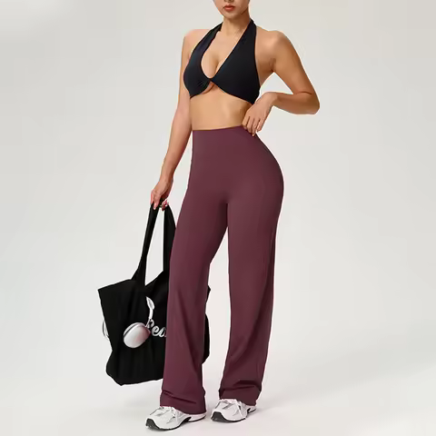 TRY TO BN Leggings Gym Wide Legs Pants Sports Women Fitness Nylon High Waisted Leggings Workout Trou