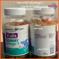 Kẹo cá bổ mắt phát triển trí não DHA Úc - Healthy Care Kids Gummy Omega 3 250 viên - cho trẻ từ 2 tu
