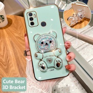 Casing oppo a53 a33 2020 Case 3D Cute Bear New Design Square Shape Phone Case Soft Plating Case Cove