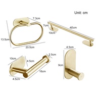 [HOT HEZKKKZQWE 640] Gold Bathroom Hardware Set Paper Holder Towel Rack Robe Hook Towel Bar Stainless Steel Bathroom Accessories without nails