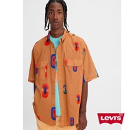 Levis 滑板系列 男款 街頭寬鬆版短袖襯衫 / 懷舊迪斯科印花 熱賣單品
