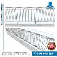 Railing Tangga Balkon pagar desain minimalis besi Per meter