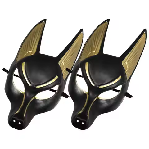 2Pcs Anubis Costume Mask Egypt Halloween Cosplay Masks Party Decorative Mask Props Adjustable Elasti