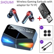 SHOUMI Gaming Earbuds Bluetooth TWS True Wireless Type-C Headset Stereo Gamer Earbud USB Adaptor with Microphone for Phone TV PC