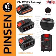 PINSEN Lithium Battery WORX 5/10/15cells Large Capacity Battery Socket Impact Drill Grinder Impact W