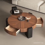 Coffee Table Minimalist Antique Style Walnut Round Luxury Light Italian Medium Household Combination