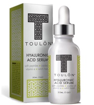 Organic Hyaluronic Acid Serum for Face with Natural Peptides, Pure Jojoba Oil, Vitamin E & Witch Haz