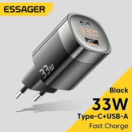 Essager 33W GAN ที่ชาร์จ USB C จอแสดงผลดิจิตอล PD ชาร์จเร็วสำหรับ iPhone 13 12 MAX Pro iPad สำหรับ Xiaomi poco Samsung Charger ES