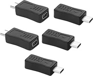 JSADZKJ Mini USB to Type C Adapter USB 2.0 Type C Male to Mini USB 5-Pin Female Adapter 480Mbps Data