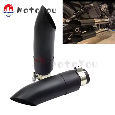 2PCS Slip-On Exhaust System Short Slip Mufflers For Indian Scout Bobber Sixty Rogue Twenty 2015-2023