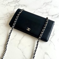 絕版古董包 Chanel黑銀色WOC 側背包 斜背包 中古二手包 長夾皮夾