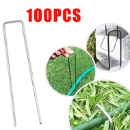 JACIRCLE 100Pcs Metal U Pins for Artificial Grass Weedmat Lawn Metal Nails Mesh Pad U Nails Paku U U