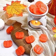 MTLEE 60 Pcs Thanksgiving Day Pumpkin Shaped Soy Wax Melts Pumpkin Scented Wax Melts Cute Fall Fragrant Candle Wax Cubes for Warmer Burner Candle Making
