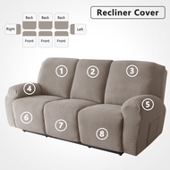 Forcheer T-knit Jacquard Recliner Cover 3-Seater Lazyboy Sofa Cover Stretch Non-slip Recliner Sofa Cover 8 Pieces Set Full Seat Cover with Side Pockets 16-colors